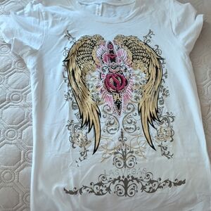 Women's White Graphic Short Sleeve Tee